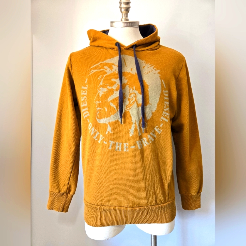 Diesel Vintage Only The Brave Men's Mustard Hoodie. Size Medium
